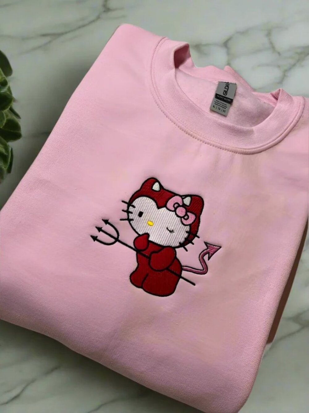 Devil Hello Kitty Embroidered Crewneck Sweatshirt
